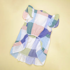 Color Block Dog Dress with Bow Tie