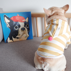 Dog Hoodie Stretch Striped Buldog