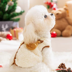 Dog Shirts Christmas Elk Warm Fleece Jacket and Santa Claus Accessory Clothes