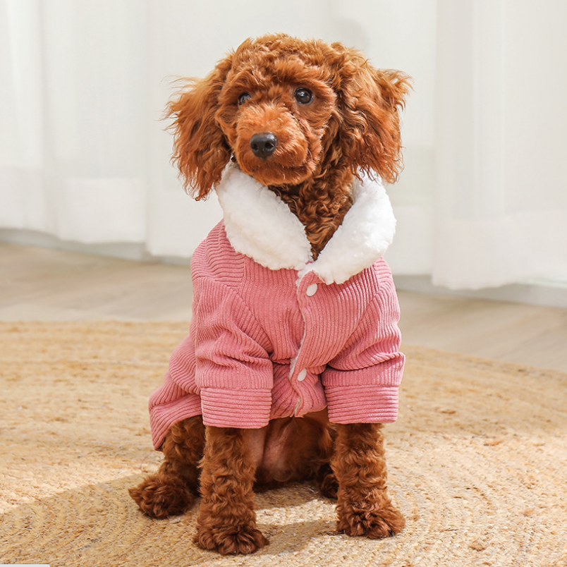 Dog Hoodie  Pet Lamb Fur Coat Fur Collar