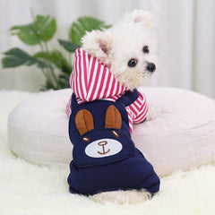 Dog Hoodie Pink Stripe Winter Coat Jumpsuit