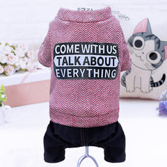 Dog Shirt Pink Wave Pet Winter Jumpsuit