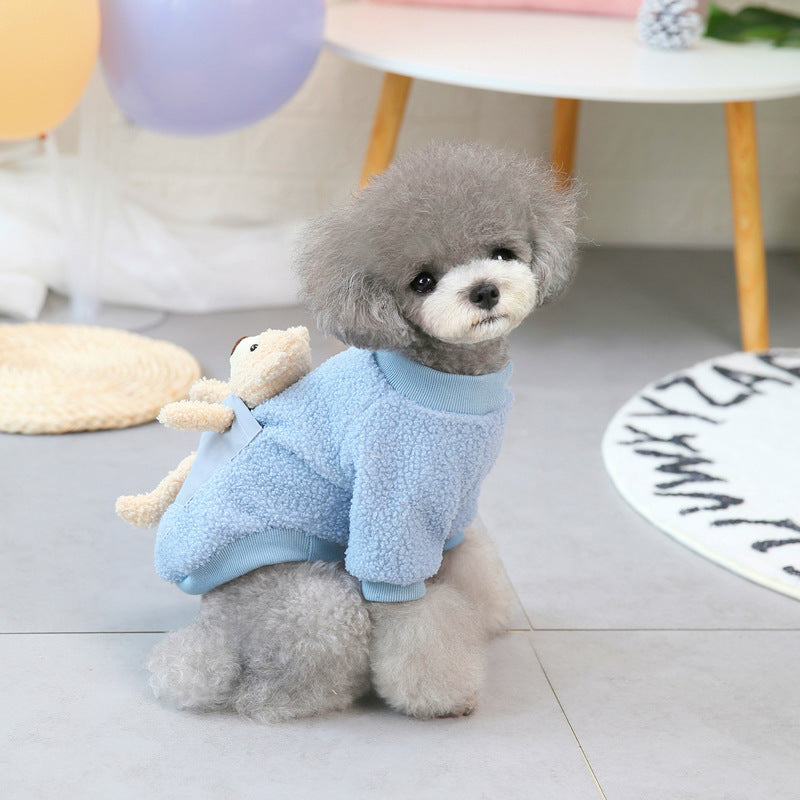 Dog Shirts Winter Back Bear Teddy Pet Fleece Tops