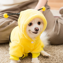 Dog Hoodie Pet Lovely Thick Warm Clothes Yellow