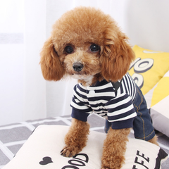 Dog Shirts Pet  Pink Stripes Bear Letters Jumpsuit