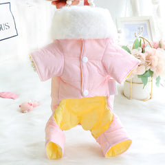 Dog Shirts Winter Double-sided Fur Ball Scarf Princess Jumpsuit