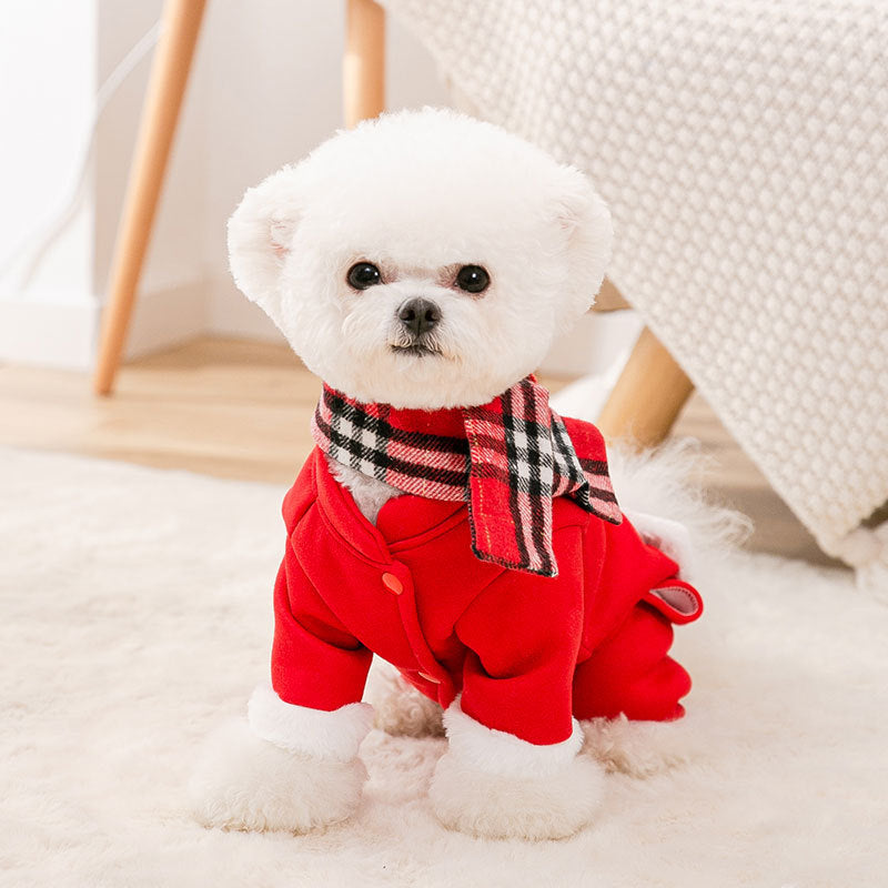 Dog Jumpsuit Elk Scarf Dog Christmas Four-legged Clothes