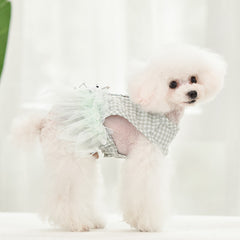 Dog Dress Cute Cartoon Print Plaid Top