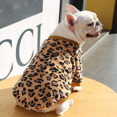 Dog Shirts Bulldog Lepord Print Autumn Tops