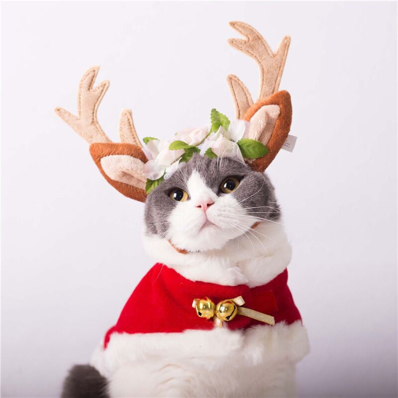 Xmas Dresses for Dogs Christmas Headdress Pet Head Flower Hat