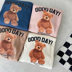 Dog Shirts Cartoon Bear Print Hoodless Padded Sweatshirt