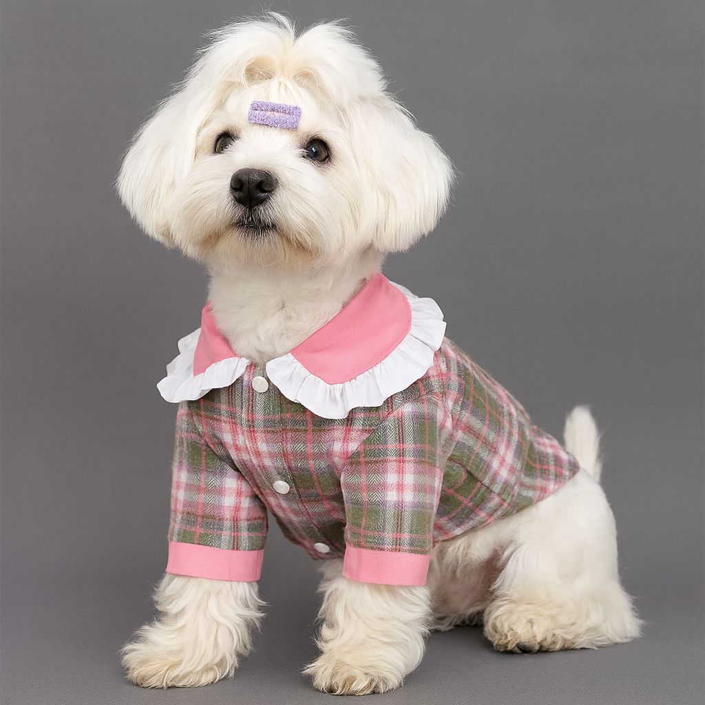 Dog Dresses Lovely Pink Pet  Maltese Lapel Blouse