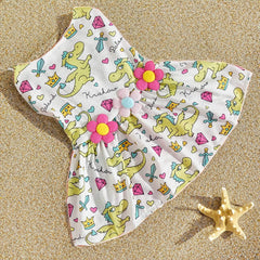 Dog Dress Cute Cartoon Print Beach Dress