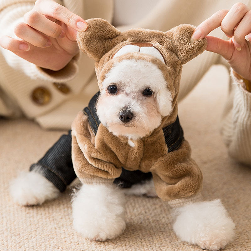 Dog Hoodie Grey Paw New Year's Winter Coat  Jumpsuit