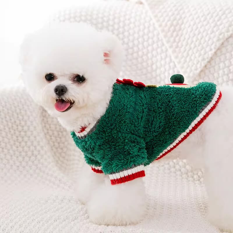 Dog Shirts Christmas Elk Velvet Teddy Bichon Cat Pet Padded Clothes