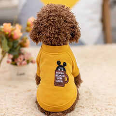 Dog Shirts Yellow Puppies Cotton Round Neck Top