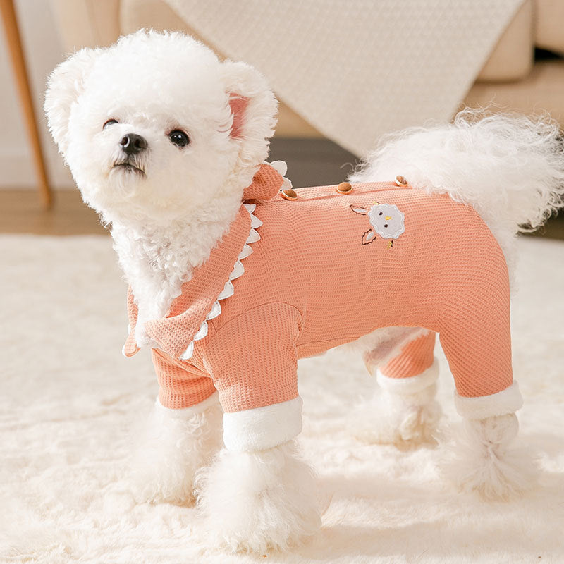 Dog Shirts Pink Cute Lapel Dog Jumpsuit