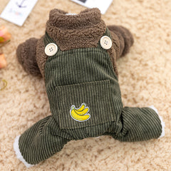 Dog Hoodie Dark Green Winter Cotton Teddy Pet Jumpsuit