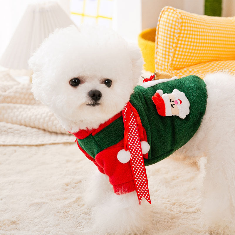 Dog Hoodie Winter Christmas Pocket Pet Clothes