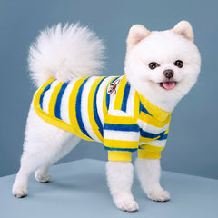 Dog Shirts Anti-shedding Puppy Print Rainbow Stripe Thermal Top