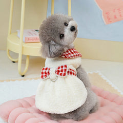 Dog Dress Bichon teddy plaid velvet princess dress