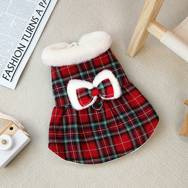 Dog Dress Cute Lady Red Plaid Cotton Top