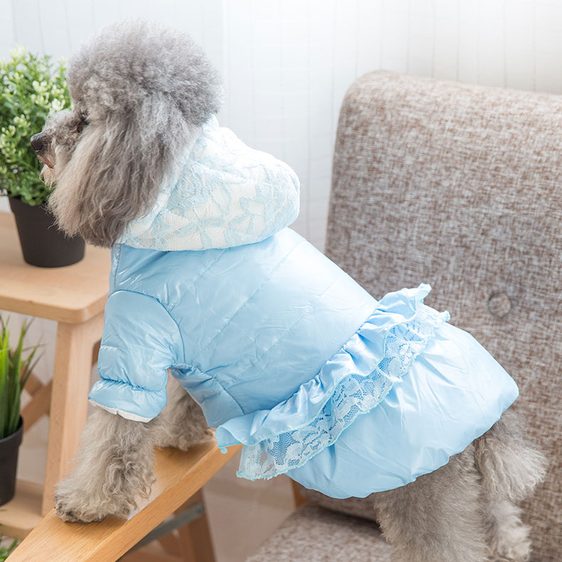 Dog Hoodie Pet Winter Cotton Down Jacket Two-legged Dress