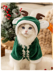 Dog Hoodie Christmas Antler Hooded Cape for Warmth in Autumn and Winter