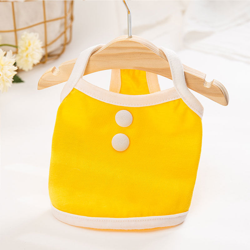 Small Yellow Button Dog in Dress