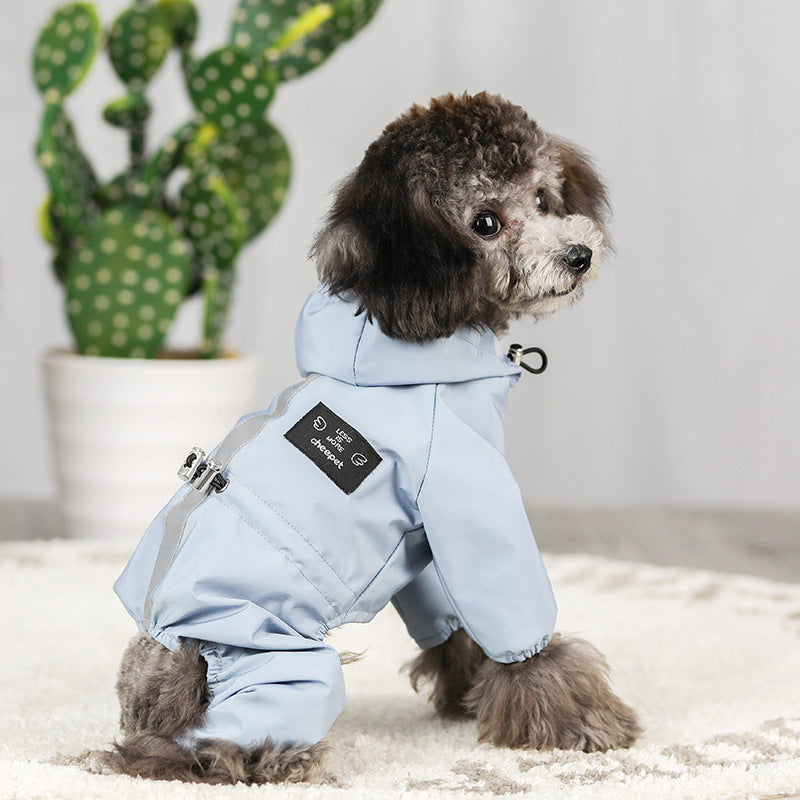 Dog Hoodie Rainproof Breathable Reflective Pet Coat