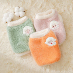 Cat Shirts Pink Cartoon Fur Neck Fleece Pet Tops