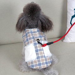 Dog Shirts Traction Plaid Vest Autumn and Winter Models To Send Scarf