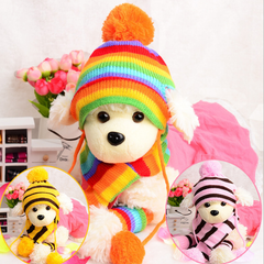 Xmas Dresses for Dogs Three-piece Pet Hat Rainbow Color