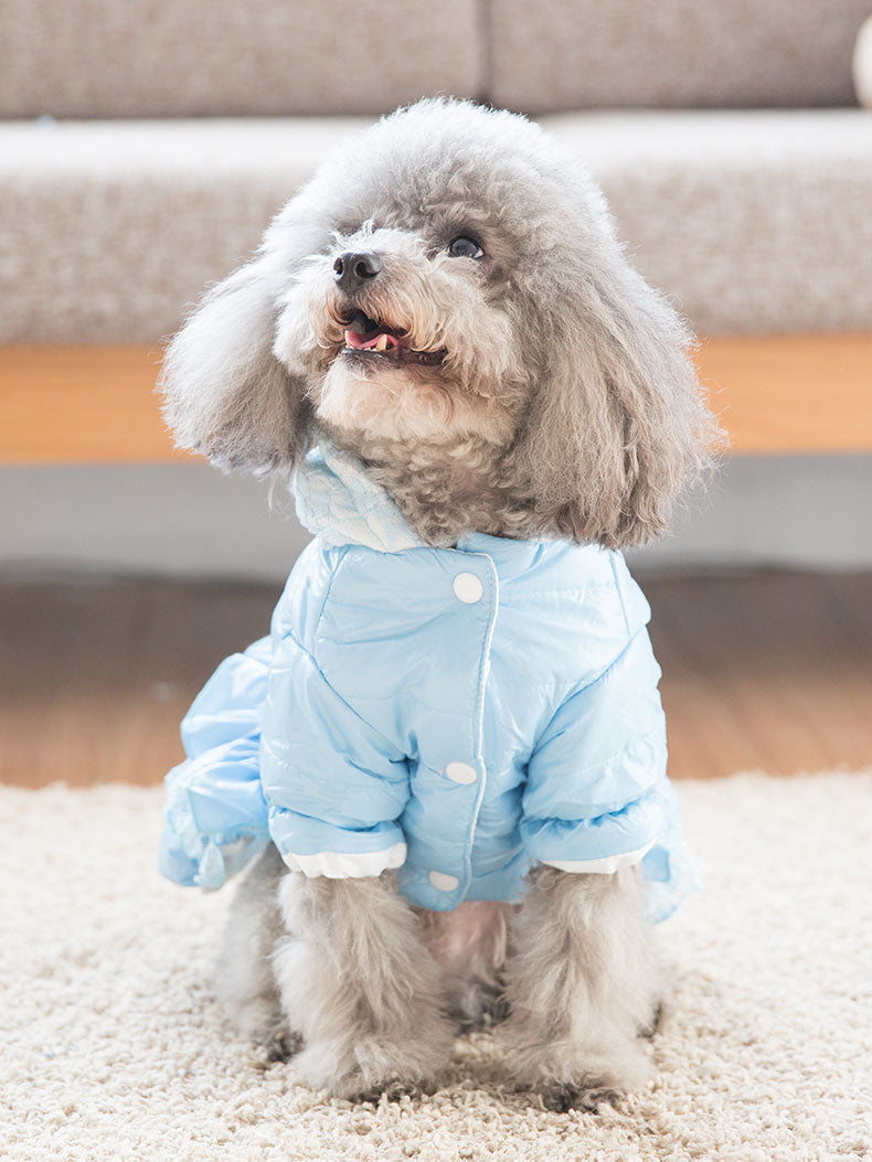 Dog Hoodie Pet Winter Cotton Down Jacket Two-legged Dress