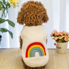 Dog Shirts Spring Autumn Pet Lovely Rainbow Heart Lamb Cashmere Vest