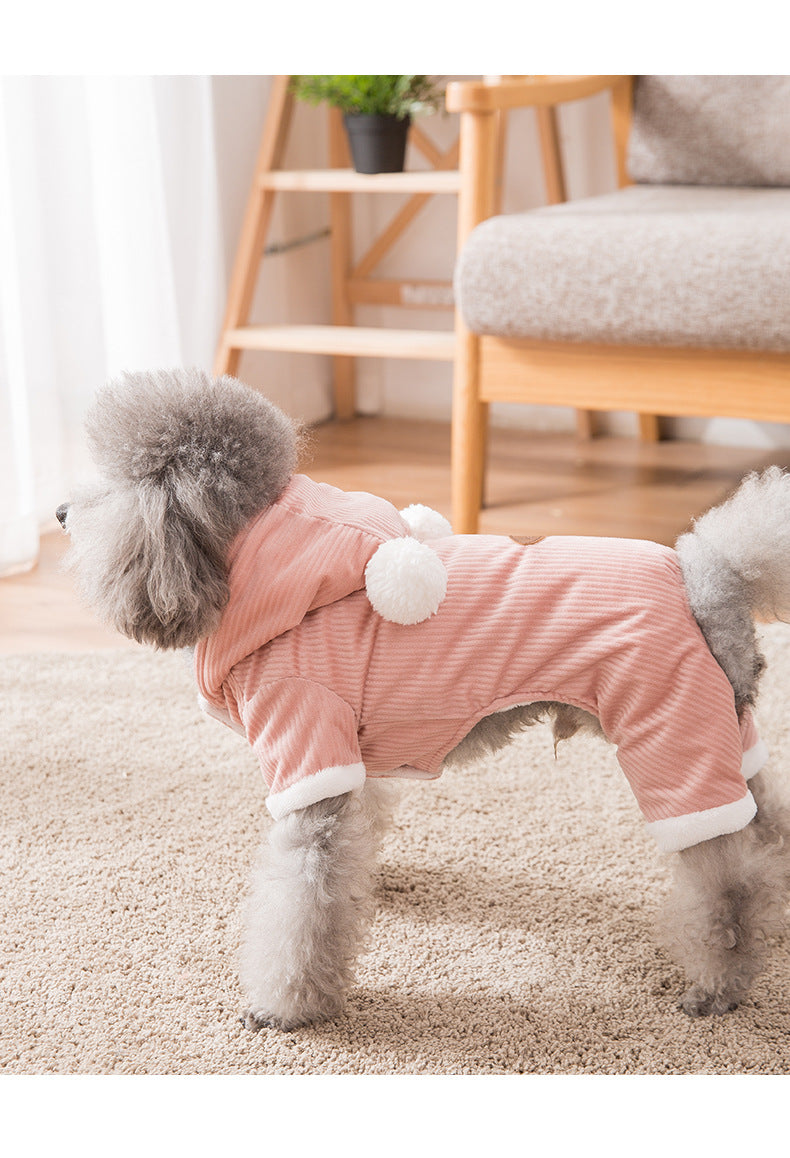 Dog Hoodie Teddy Bomei Winter Plush Pet Cotton Hoodie Coat