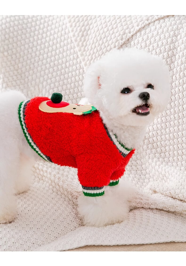 Dog Shirts Christmas Elk Velvet Teddy Bichon Cat Pet Padded Clothes