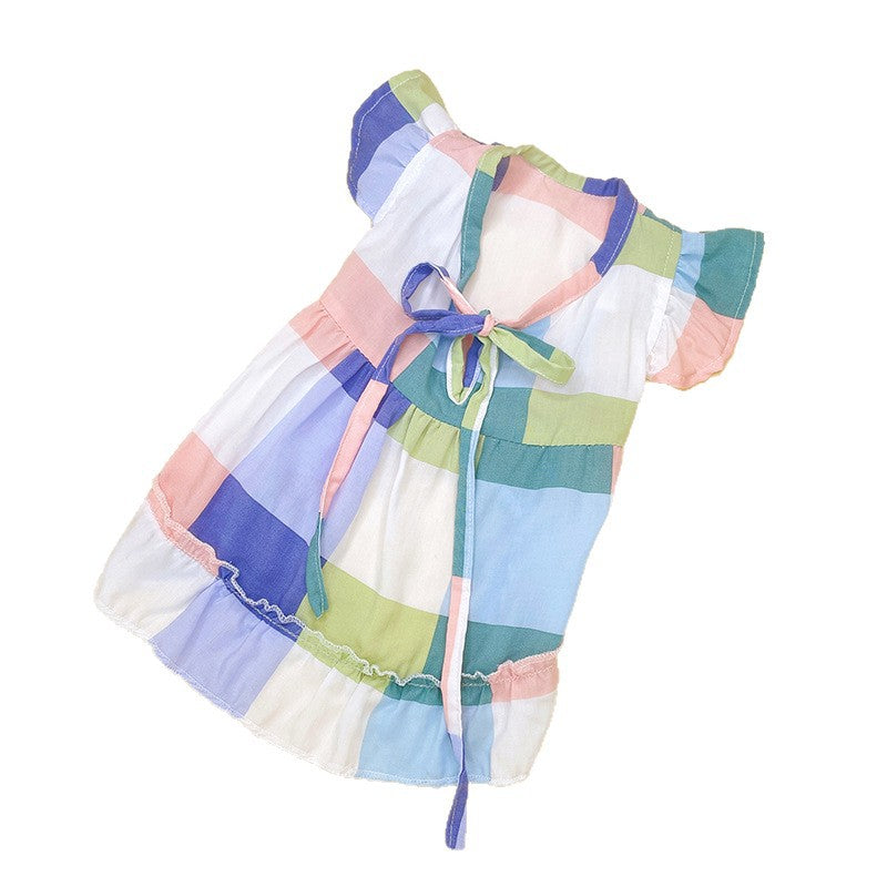 Color Block Dog Dress with Bow Tie