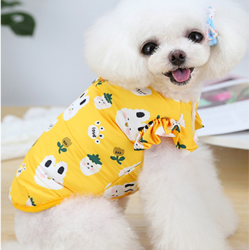 Dog Shirts Cute Bunny Print Winter Pet Warm Cotton Coat