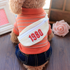 Dog Shirts Striped Belt Backpack Turtleneck Sweater