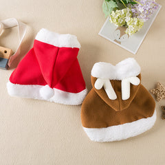 Dog Hoodie Christmas Funny Costume  Red Shawl Cape  Fawn Clothes