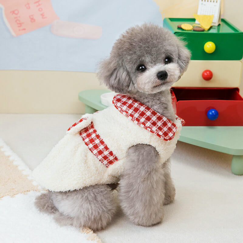 Dog Dress Bichon teddy plaid velvet princess dress