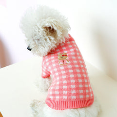 Dog Shirts Yellow Plaid Round Neck Pet Bunny Sweater