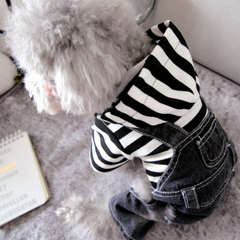 Dog Hoodie Snap Four-legged Autumn Winter Denim Overalls