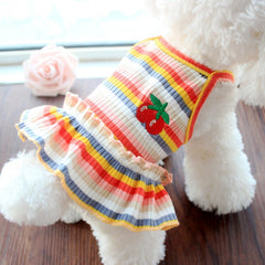 Dog Shirts Cute Lace Color Cat Stripe Skirt Vest