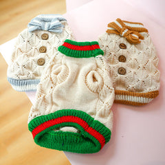 Dog Shirt Knitted bow Pet clothes