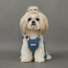 Soft Denim Dog Harness Outfit for Small Pets