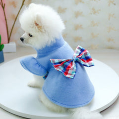 Dog Shirt Blue Bowknot Princess Autumn Dress