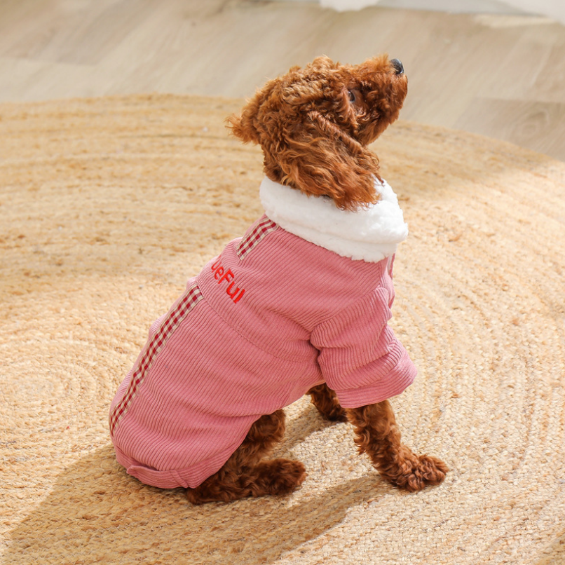 Dog Hoodie  Pet Lamb Fur Coat Fur Collar