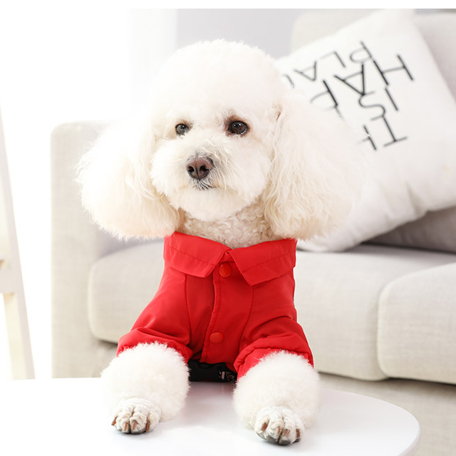 Happy Hoodie for Dogs Blue Red Casual Cool Lapel Jumpsuit